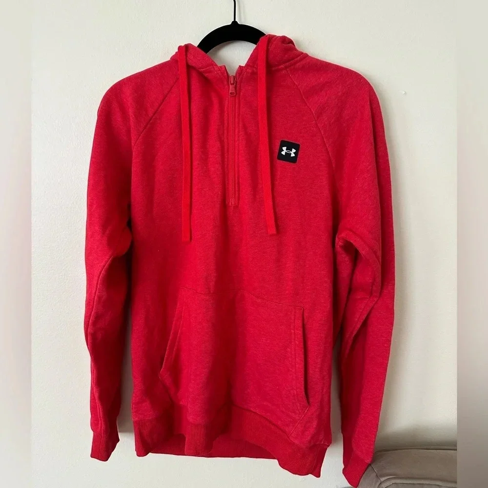 NWT Under Armor Men's Rival Fleece 1/2 Zip with Hood Size Small